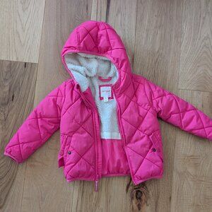 Pink Toddler Girls Cat & Jack Sherpa/Fleece Lined Puffer Jacket size 3T